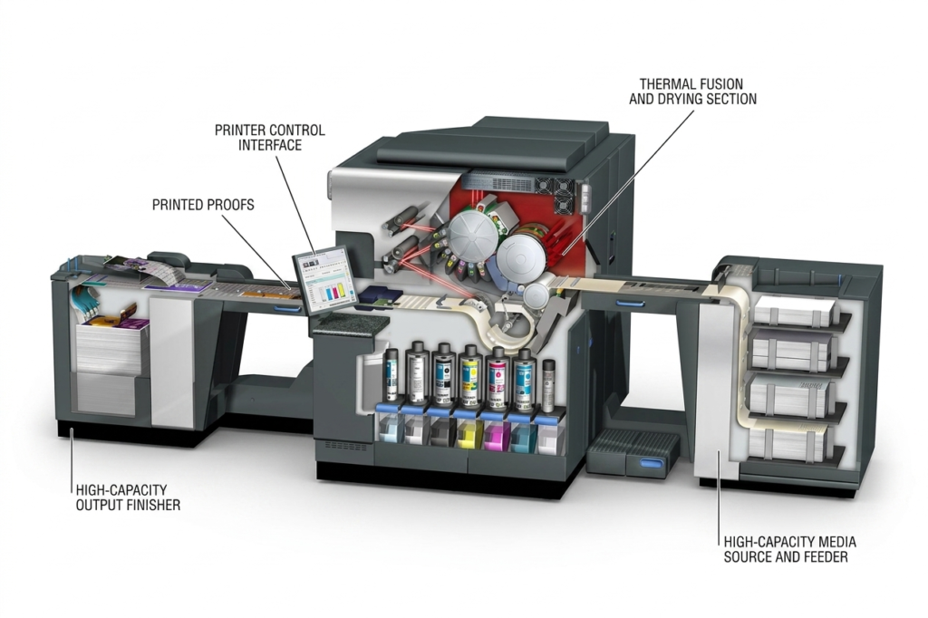 Digital Printing Machine with explanations on the parts